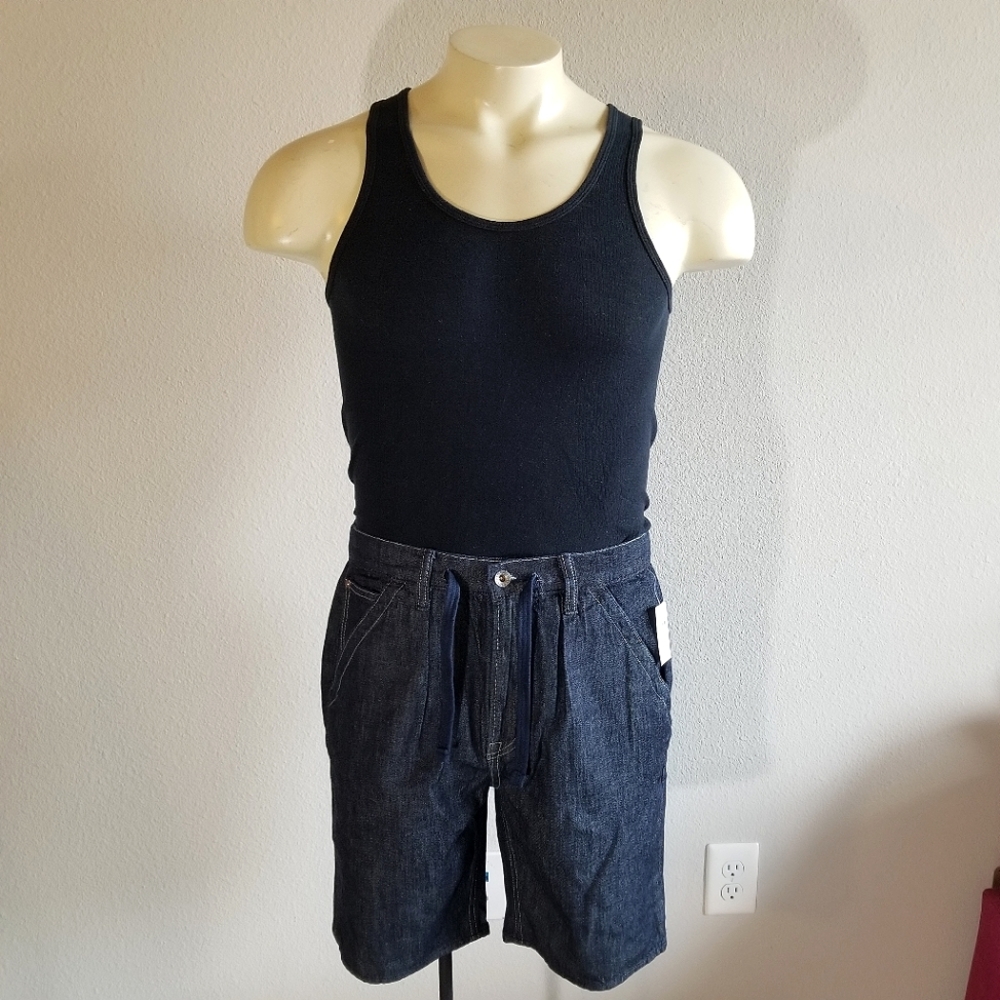 Gap Blue Denim Minimalist Pleated Drawstring Jean Jhort Shorts NWT Size Small
